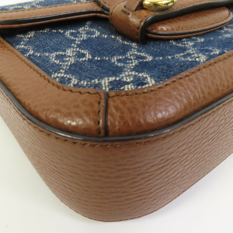 GUCCI Denim Horsebit 1955 Small肩背袋-14