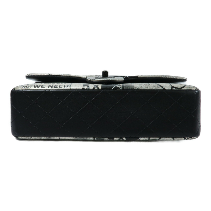 CHANEL 羊皮皮革Newspaper Graffiti ouble Flap Bag鏈帶肩背袋-3