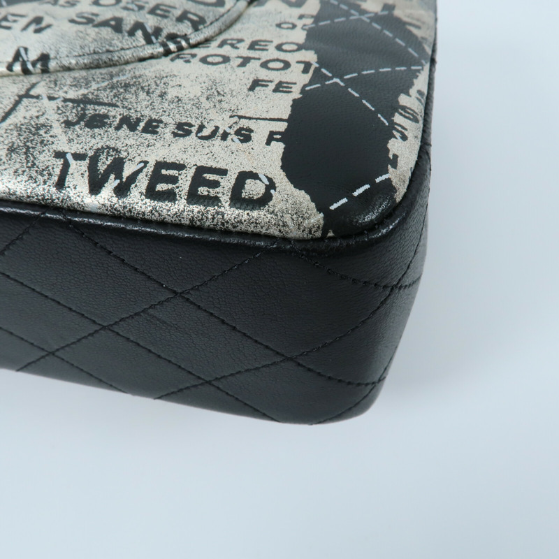 CHANEL 羊皮皮革Newspaper Graffiti ouble Flap Bag鏈帶肩背袋-13