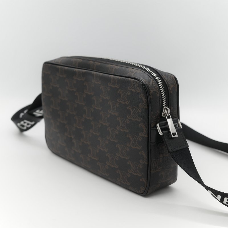 Celine 思琳 黑色 經典花紋 帆布背帶 相機包 斜挎包-3