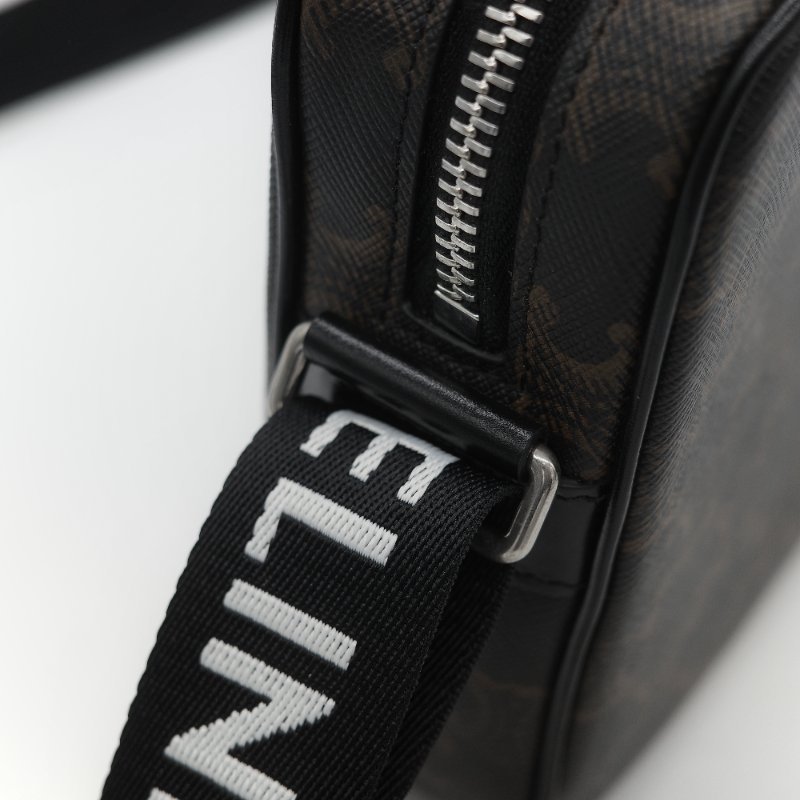 Celine 思琳 黑色 經典花紋 帆布背帶 相機包 斜挎包-10