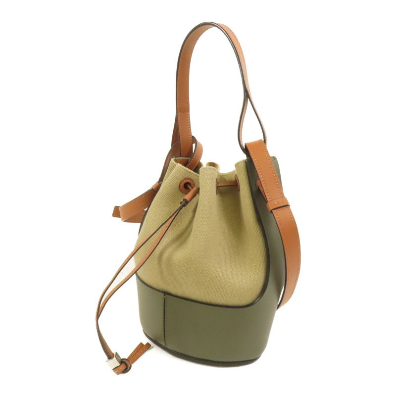 LOEWE 帆布/牛皮皮革Balloon肩背袋-2