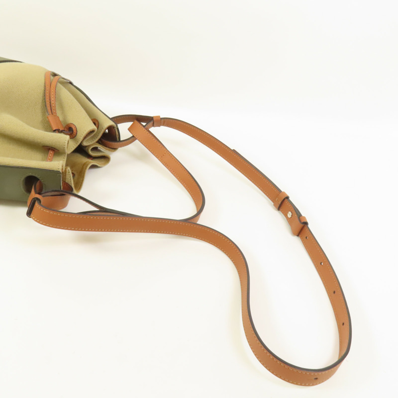 LOEWE 帆布/牛皮皮革Balloon肩背袋-4