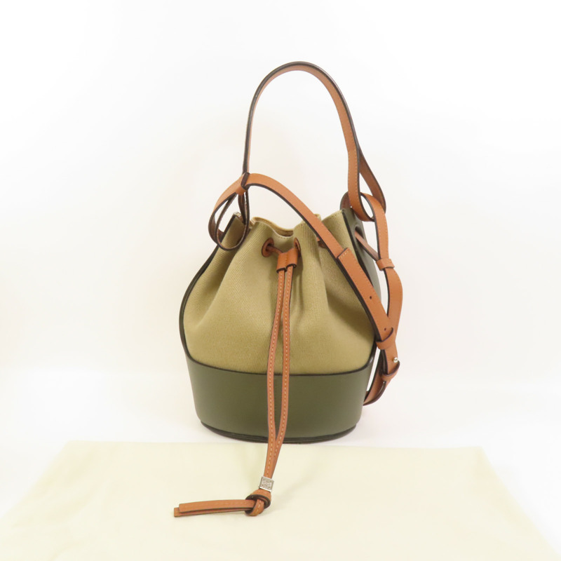 LOEWE 帆布/牛皮皮革Balloon肩背袋-9