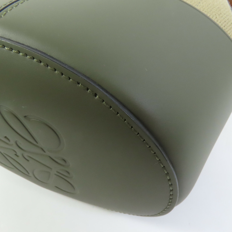 LOEWE 帆布/牛皮皮革Balloon肩背袋-11