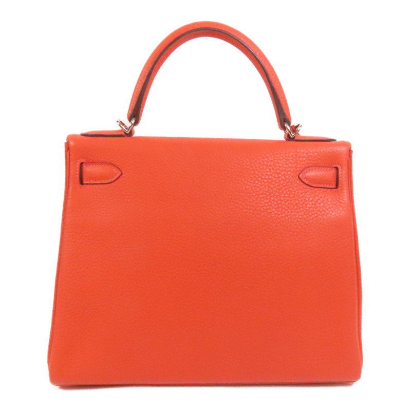 HERMES Clemence皮革Kelly 28銀扣手挽肩背兩用袋Rouge Pivoine-1