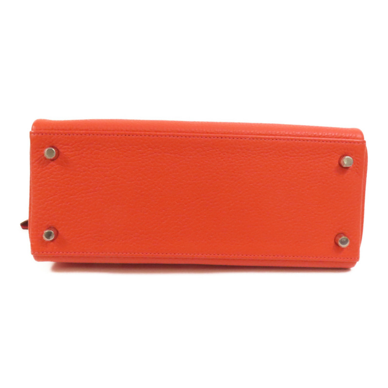 HERMES Clemence皮革Kelly 28銀扣手挽肩背兩用袋Rouge Pivoine-3