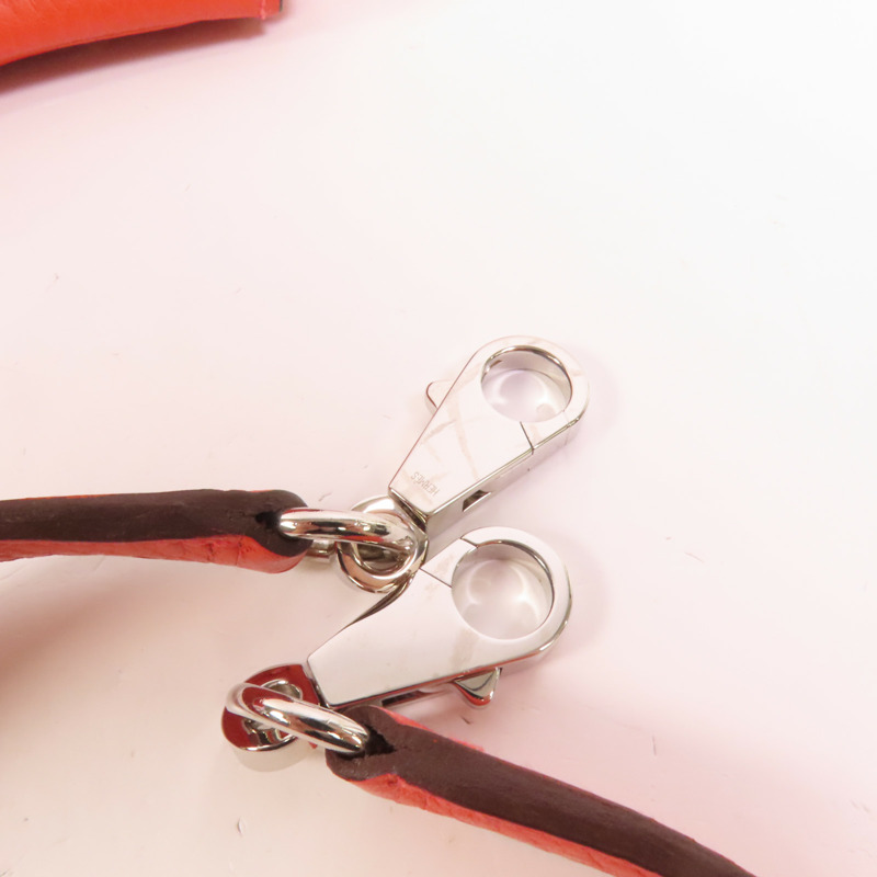 HERMES Clemence皮革Kelly 28銀扣手挽肩背兩用袋Rouge Pivoine-6