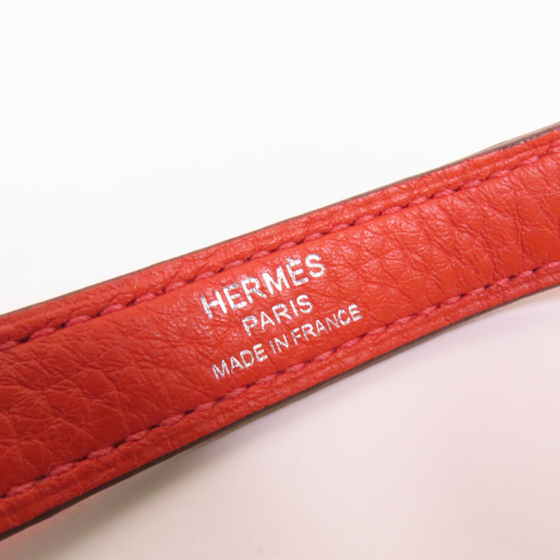 HERMES Clemence皮革Kelly 28銀扣手挽肩背兩用袋Rouge Pivoine-7