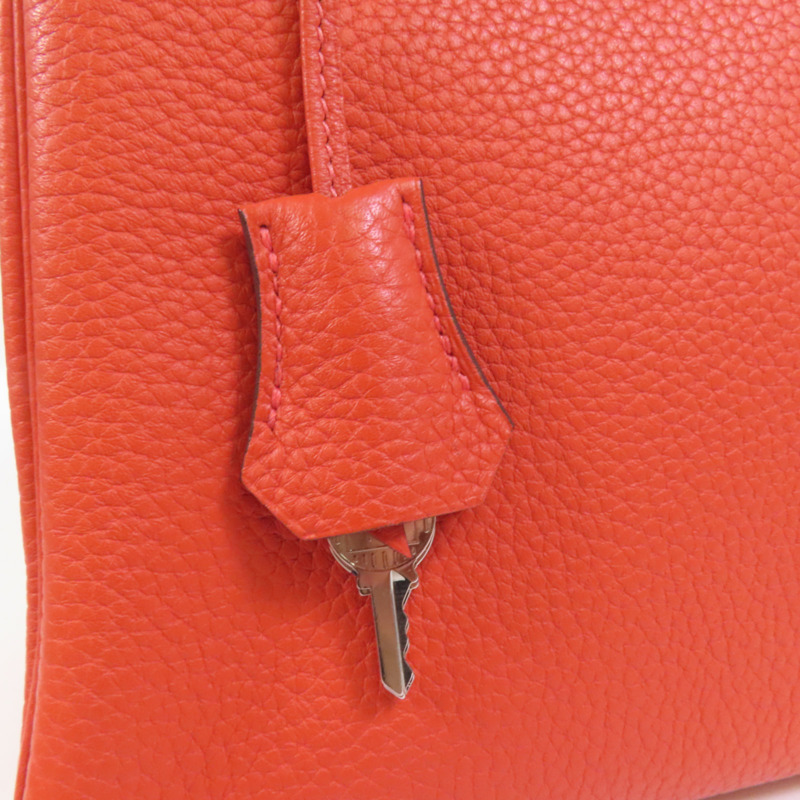 HERMES Clemence皮革Kelly 28銀扣手挽肩背兩用袋Rouge Pivoine-9