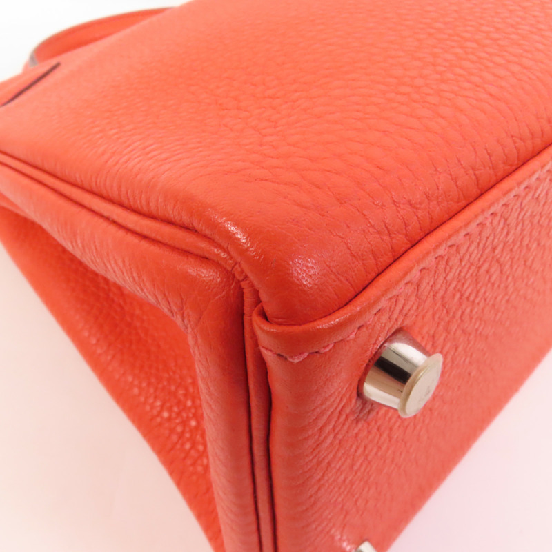 HERMES Clemence皮革Kelly 28銀扣手挽肩背兩用袋Rouge Pivoine-16