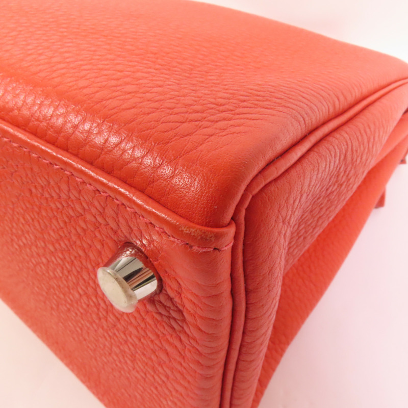 HERMES Clemence皮革Kelly 28銀扣手挽肩背兩用袋Rouge Pivoine-17