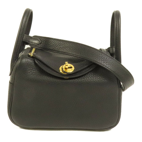 HERMES Clemence皮革Mini Lindy金扣手挽肩背兩用袋Noir