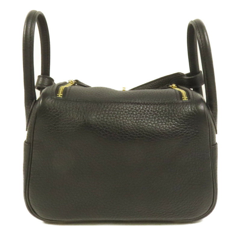 HERMES Clemence皮革Mini Lindy金扣手挽肩背兩用袋Noir-1