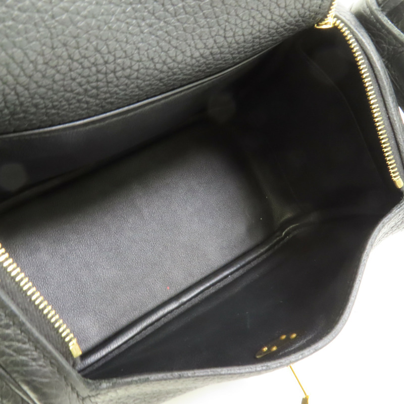 HERMES Clemence皮革Mini Lindy金扣手挽肩背兩用袋Noir-4