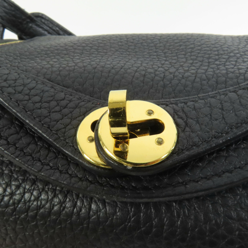 HERMES Clemence皮革Mini Lindy金扣手挽肩背兩用袋Noir-7