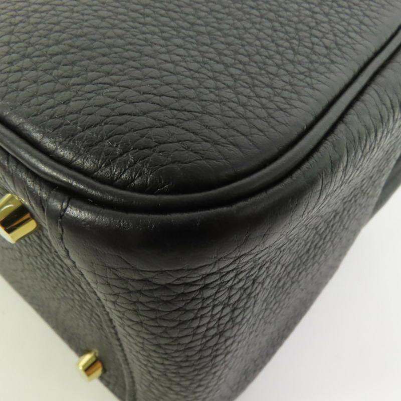 HERMES Clemence皮革Mini Lindy金扣手挽肩背兩用袋Noir-11