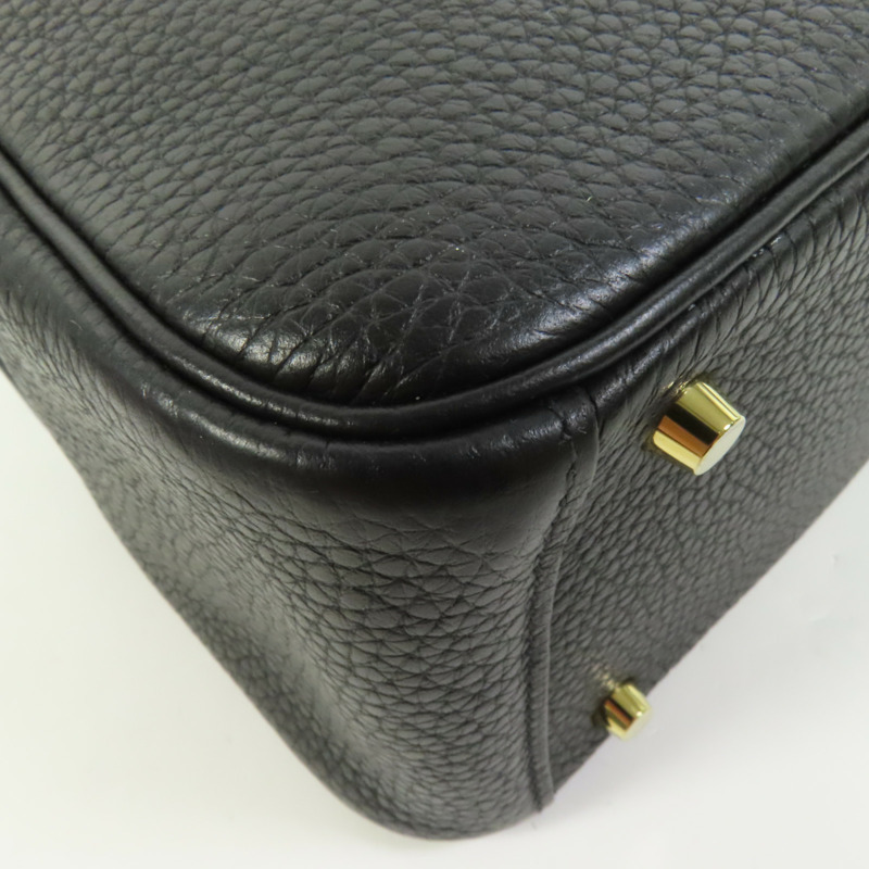 HERMES Clemence皮革Mini Lindy金扣手挽肩背兩用袋Noir-12