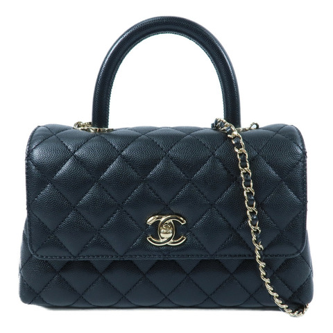 CHANEL 牛皮皮革Coco Handle Small鏈帶手挽肩背兩用袋