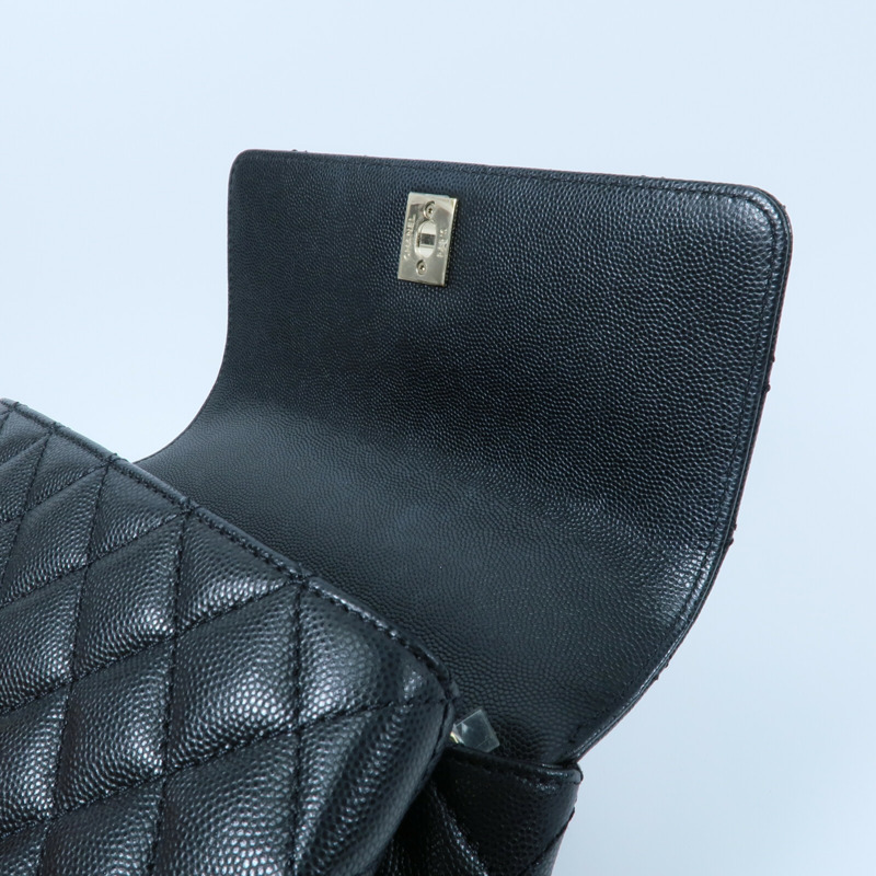 CHANEL 牛皮皮革Coco Handle Small鏈帶手挽肩背兩用袋-9