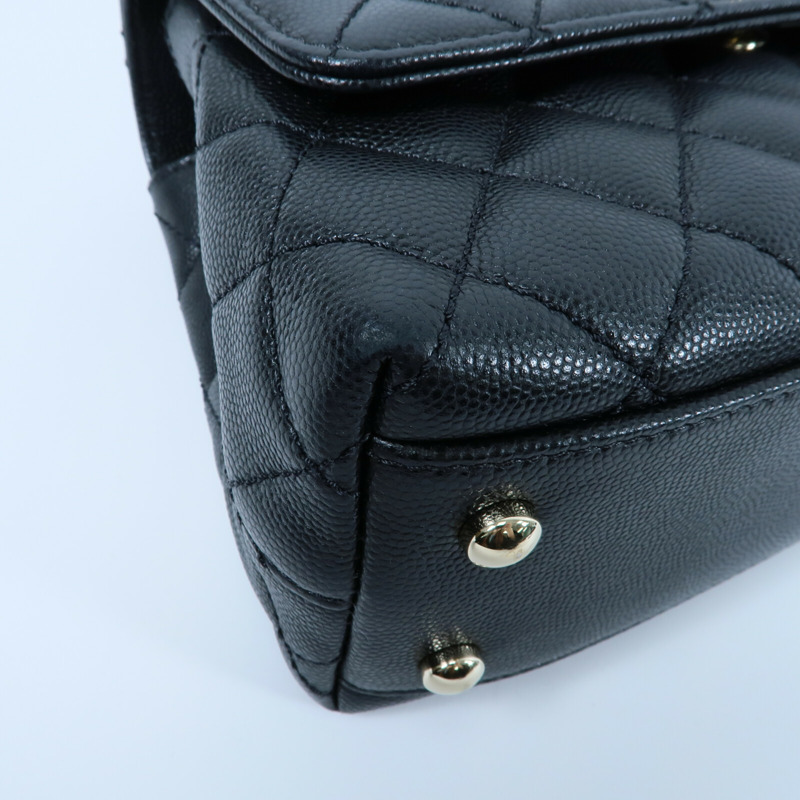 CHANEL 牛皮皮革Coco Handle Small鏈帶手挽肩背兩用袋-11