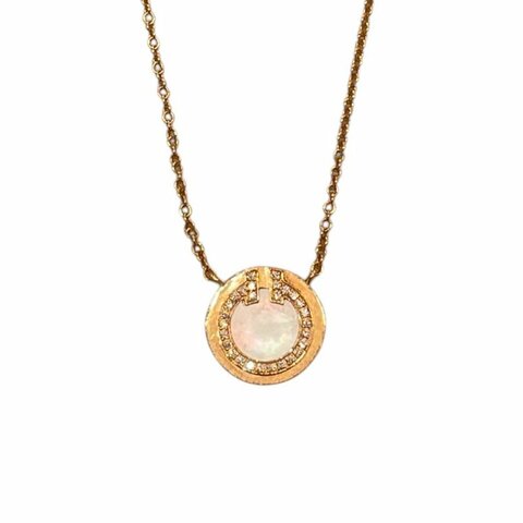 TIFFANY&CO. 蒂芬尼 T CIRCLE 白貝母鑽石項鍊 K18PG