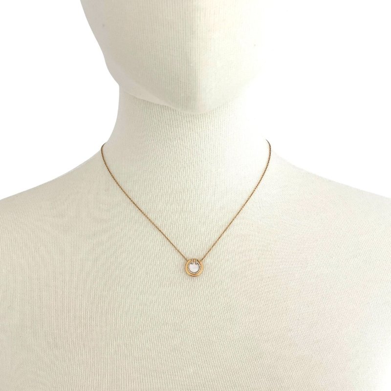 TIFFANY&CO. 蒂芬尼 T CIRCLE 白貝母鑽石項鍊 K18PG-6