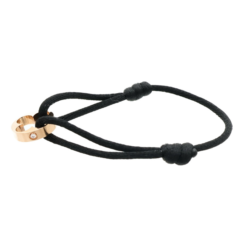 LOUIS VUITTON 18K玫瑰金/聚酯纖維Empreinte Cord 4Dia Bracelet鑽石手鐲-1