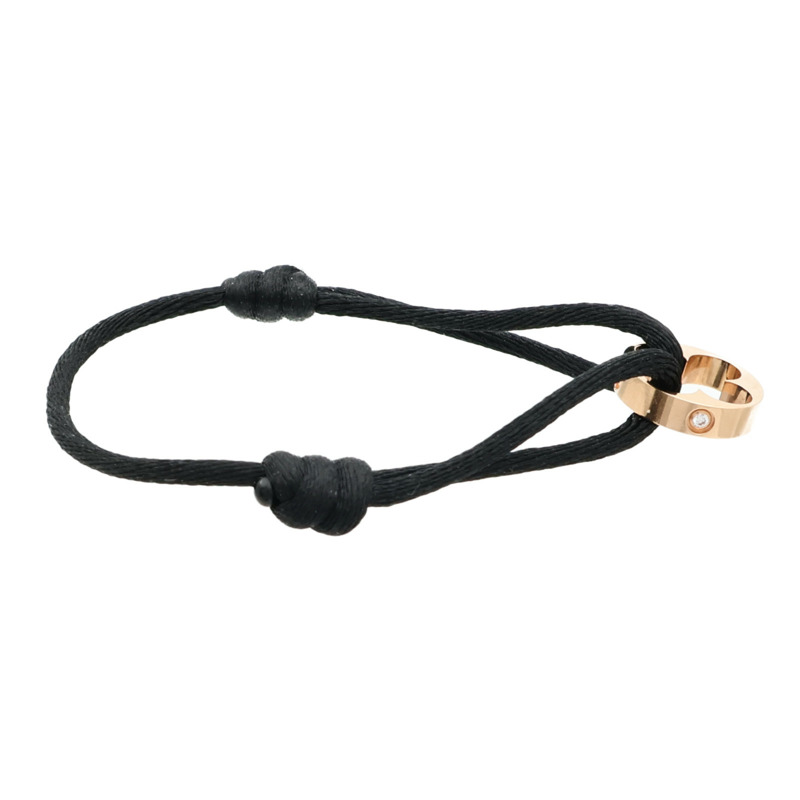 LOUIS VUITTON 18K玫瑰金/聚酯纖維Empreinte Cord 4Dia Bracelet鑽石手鐲-2