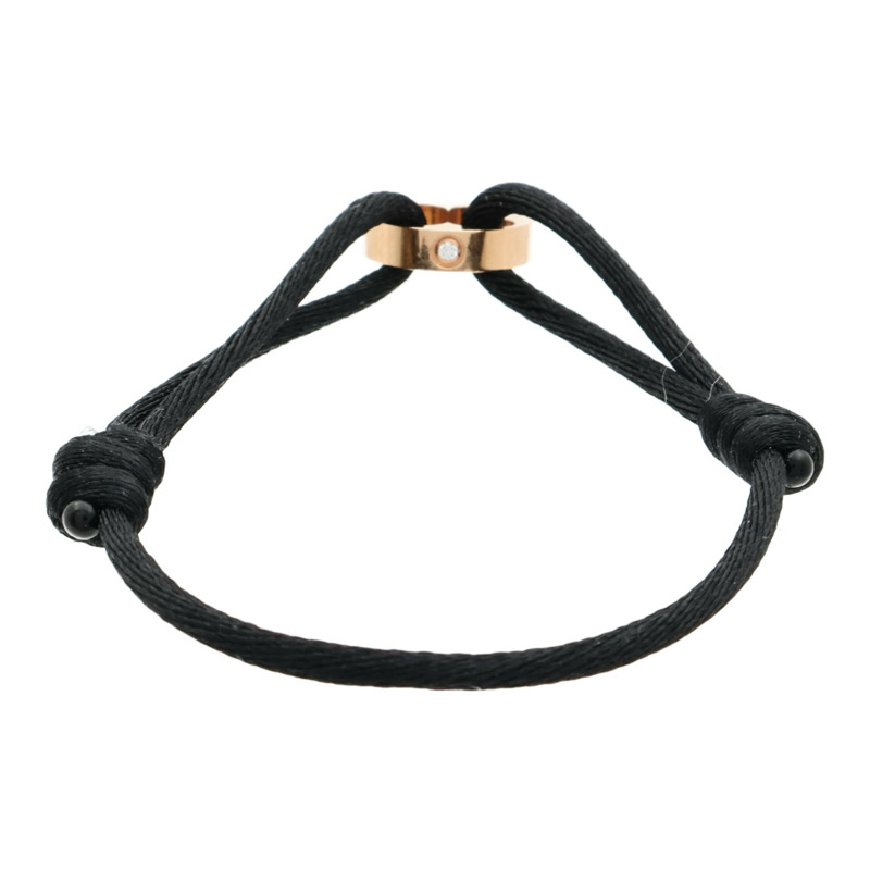 LOUIS VUITTON 18K玫瑰金/聚酯纖維Empreinte Cord 4Dia Bracelet鑽石手鐲-4