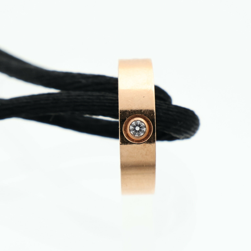 LOUIS VUITTON 18K玫瑰金/聚酯纖維Empreinte Cord 4Dia Bracelet鑽石手鐲-7