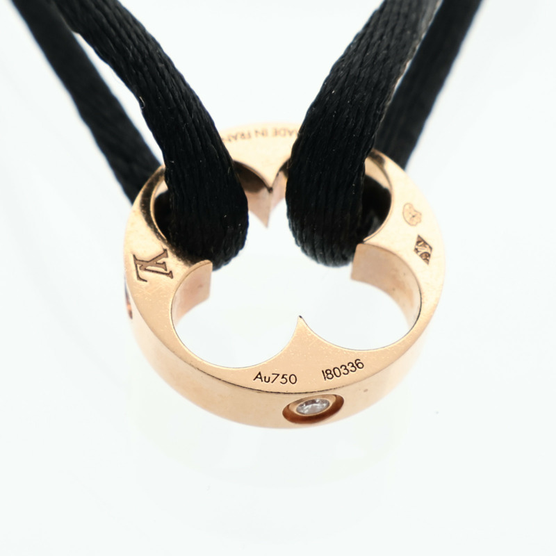 LOUIS VUITTON 18K玫瑰金/聚酯纖維Empreinte Cord 4Dia Bracelet鑽石手鐲-9