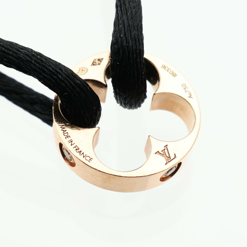 LOUIS VUITTON 18K玫瑰金/聚酯纖維Empreinte Cord 4Dia Bracelet鑽石手鐲-10
