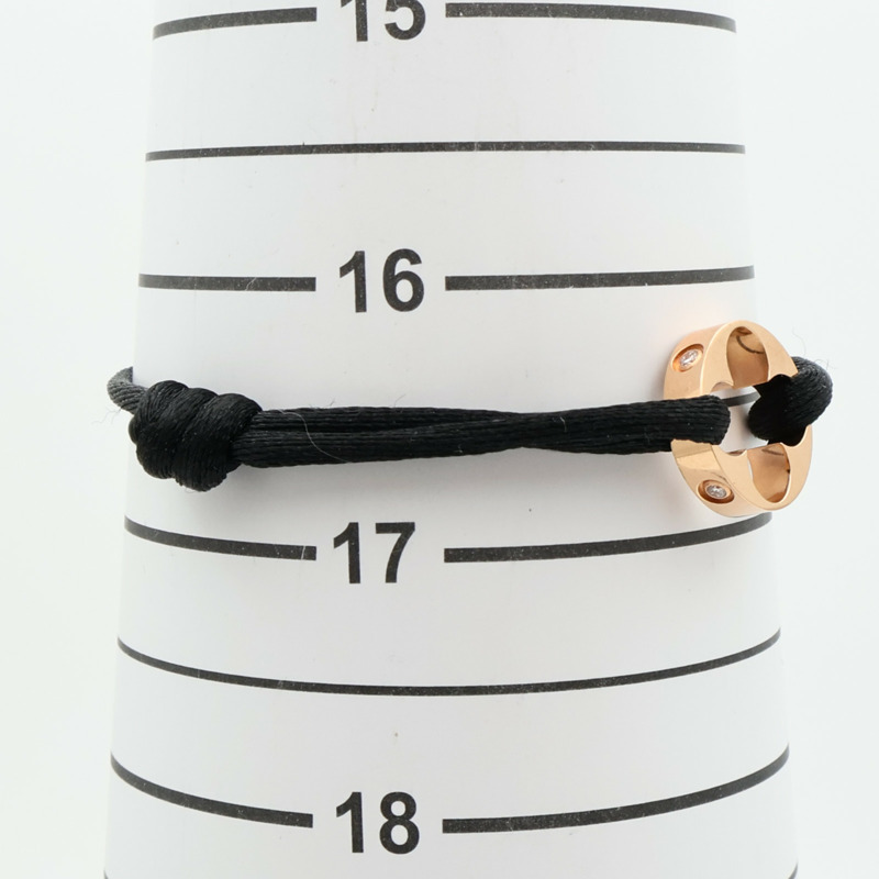 LOUIS VUITTON 18K玫瑰金/聚酯纖維Empreinte Cord 4Dia Bracelet鑽石手鐲-11
