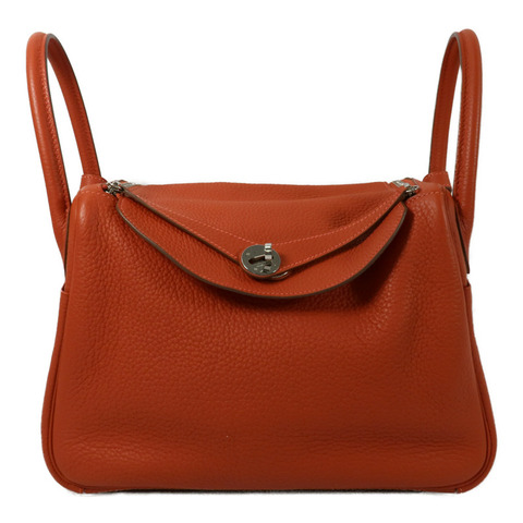HERMES Clemence皮革Lindy 30手挽肩背兩用袋Orange Poppy