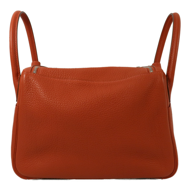 HERMES Clemence皮革Lindy 30手挽肩背兩用袋Orange Poppy-1