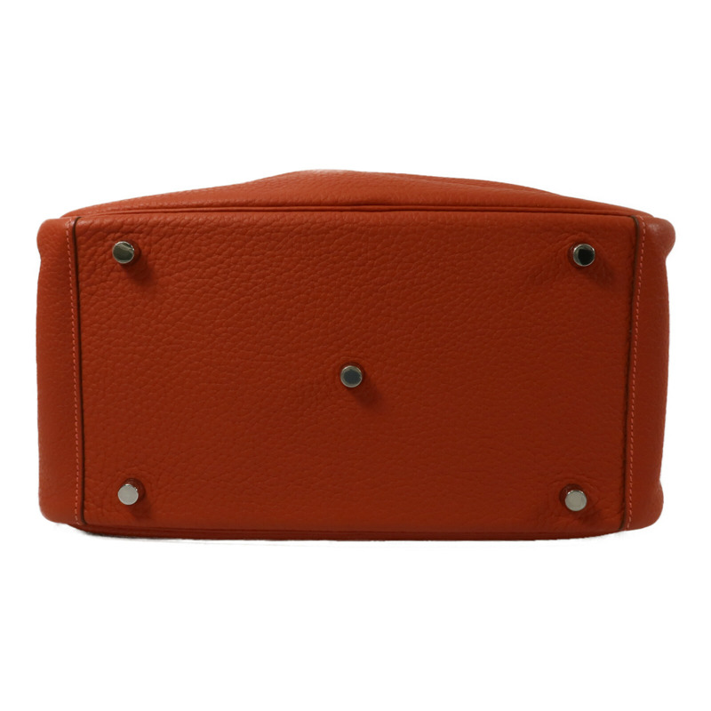 HERMES Clemence皮革Lindy 30手挽肩背兩用袋Orange Poppy-3