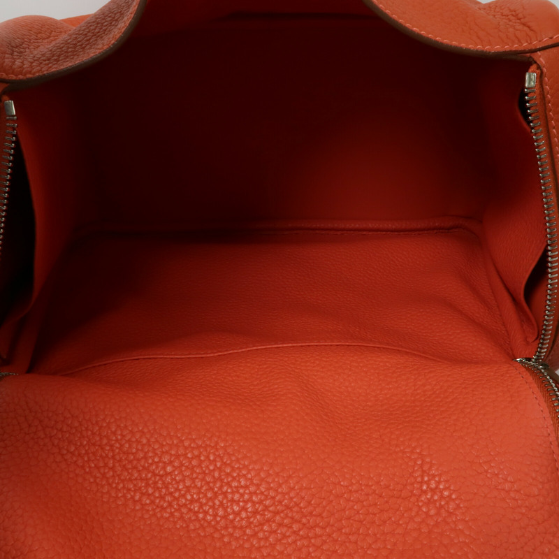 HERMES Clemence皮革Lindy 30手挽肩背兩用袋Orange Poppy-4