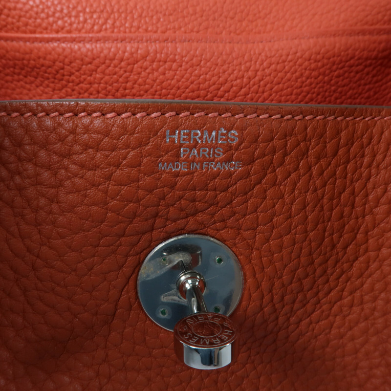 HERMES Clemence皮革Lindy 30手挽肩背兩用袋Orange Poppy-5
