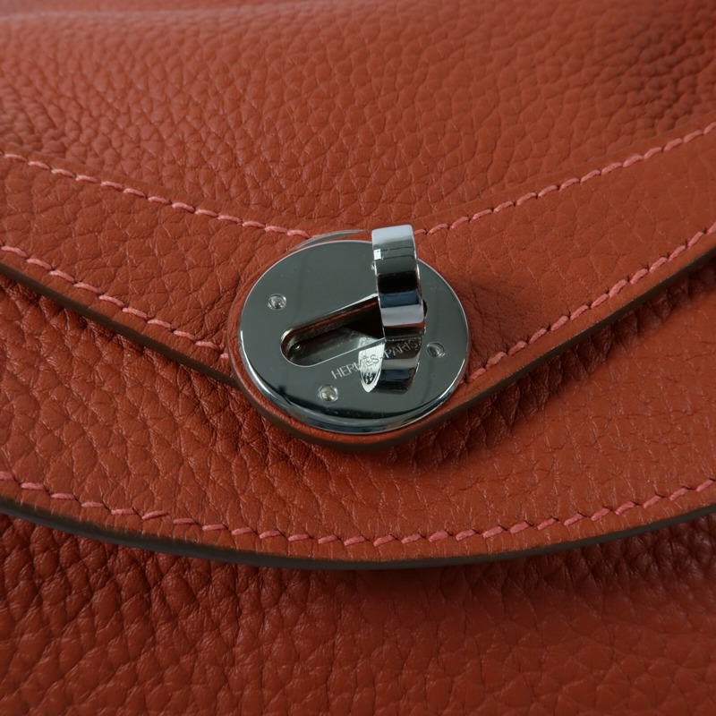HERMES Clemence皮革Lindy 30手挽肩背兩用袋Orange Poppy-8