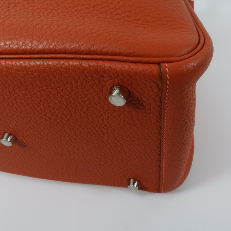 HERMES Clemence皮革Lindy 30手挽肩背兩用袋Orange Poppy-11