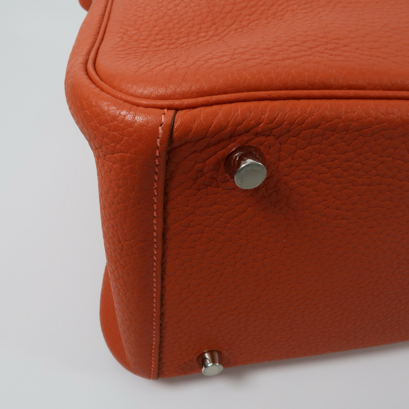 HERMES Clemence皮革Lindy 30手挽肩背兩用袋Orange Poppy-12