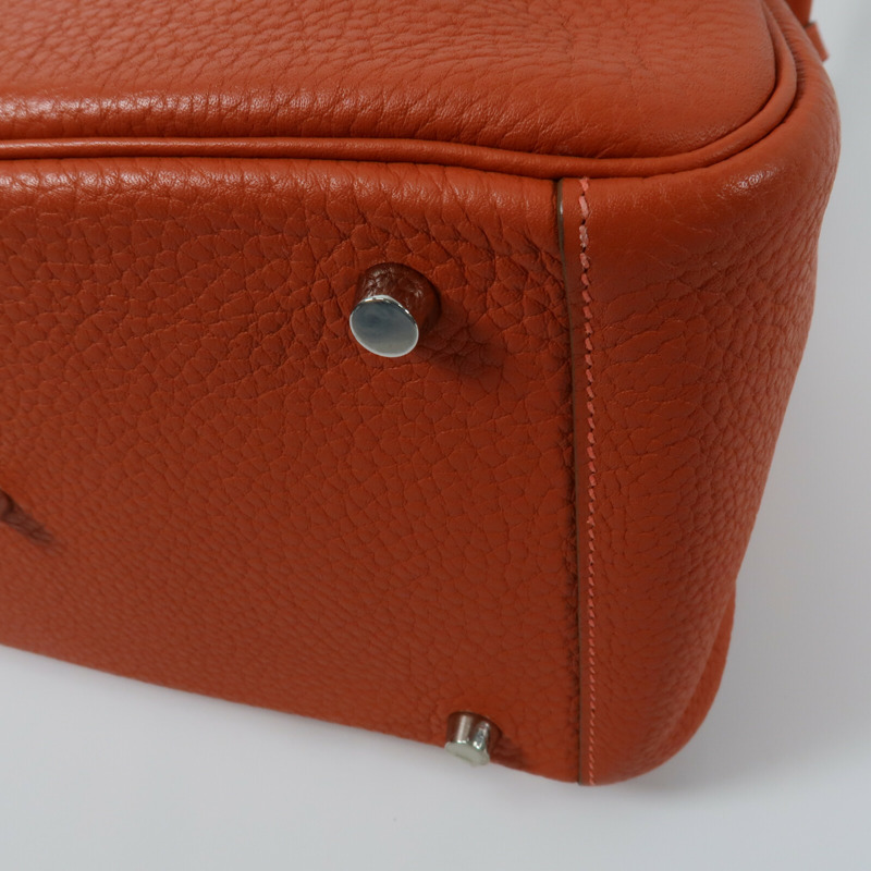 HERMES Clemence皮革Lindy 30手挽肩背兩用袋Orange Poppy-13