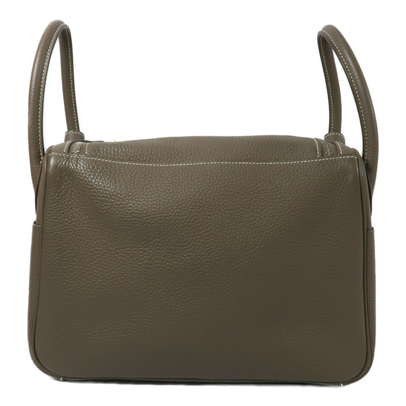 HERMES Clemence皮革Lindy 30手挽肩背兩用袋Etoupe-1
