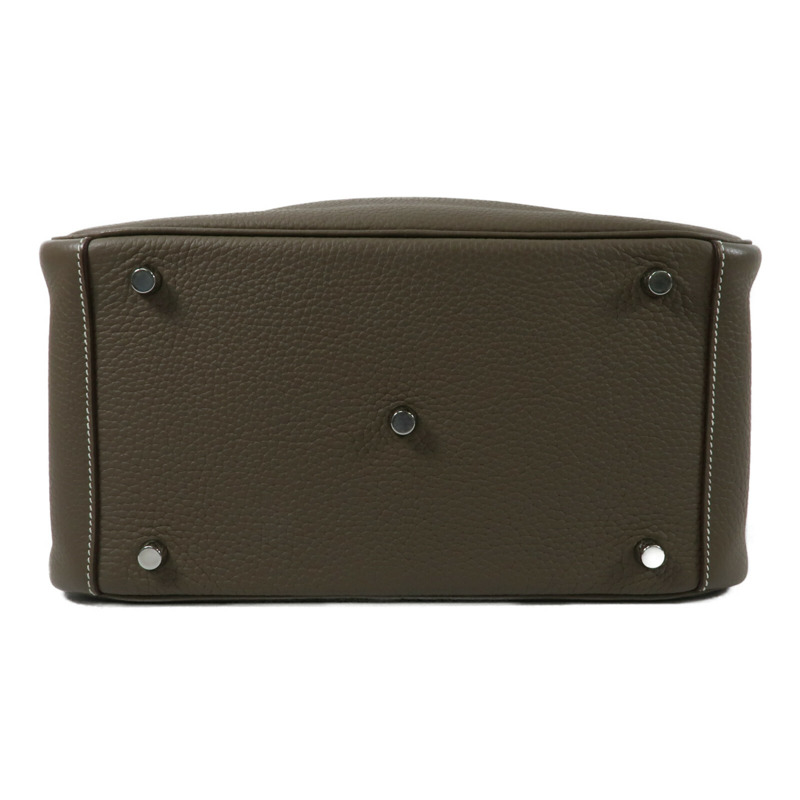 HERMES Clemence皮革Lindy 30手挽肩背兩用袋Etoupe-3