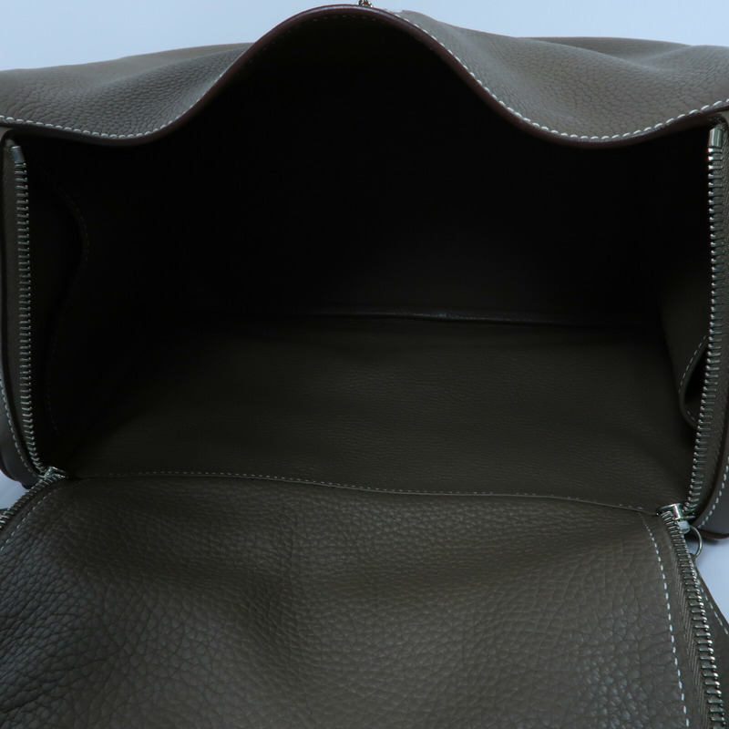 HERMES Clemence皮革Lindy 30手挽肩背兩用袋Etoupe-4
