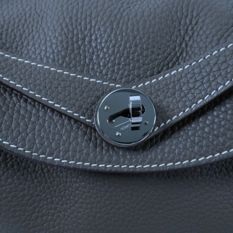 HERMES Clemence皮革Lindy 30手挽肩背兩用袋Etoupe-8