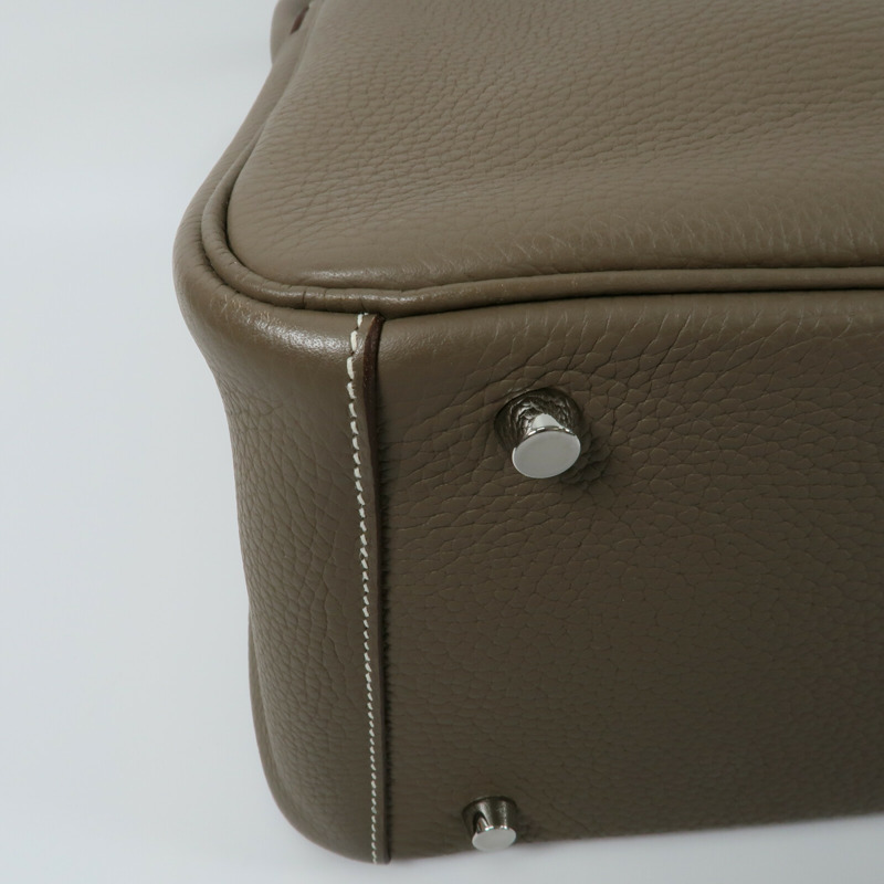 HERMES Clemence皮革Lindy 30手挽肩背兩用袋Etoupe-10