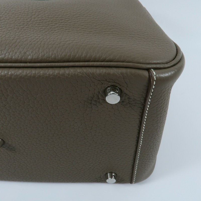 HERMES Clemence皮革Lindy 30手挽肩背兩用袋Etoupe-11