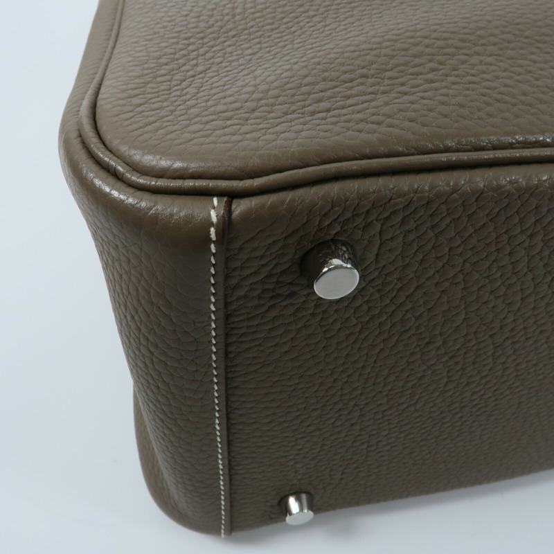 HERMES Clemence皮革Lindy 30手挽肩背兩用袋Etoupe-12